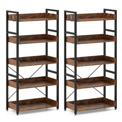 Gracie Oaks Ohlson Rustic Wood Grain Open-Style 3-Shelf Display